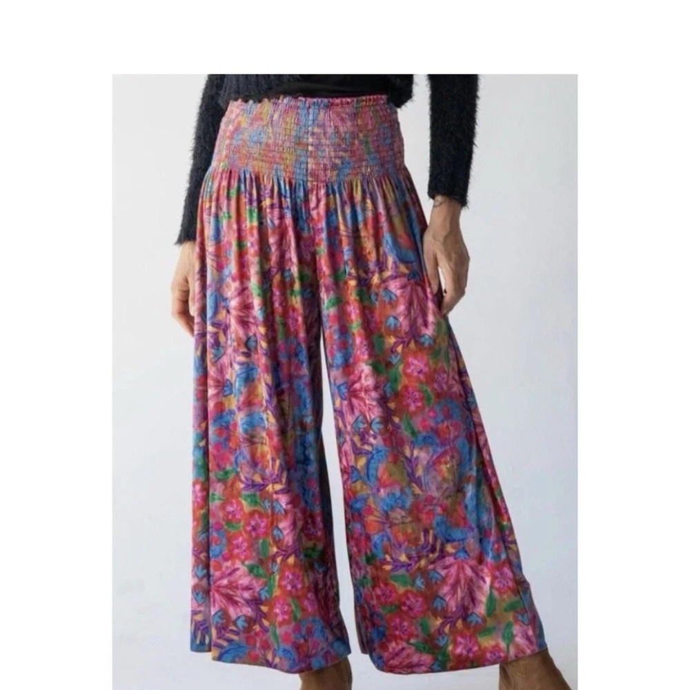 Natural Life Lisa (?) Velvet Floral Palazzo Pants Size XL